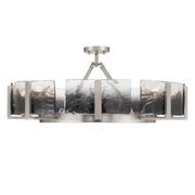 Golden Lighting Aenon 32in 8-Light Semi-Flush Mount | Rustic Lodge Pewter Steel and Smoky Water Glass | Dining Room & Foyer | Model 3164-8SF PW-SWG
