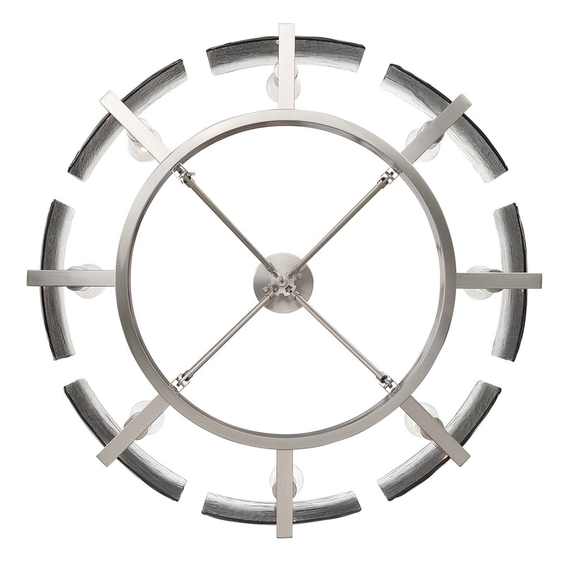 Golden Lighting Aenon 32in 8-Light Semi-Flush Mount | Rustic Lodge Pewter Steel and Smoky Water Glass | Dining Room & Foyer | Model 3164-8SF PW-SWG