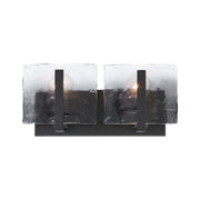 Golden Lighting Aenon 14in 2-Light Vanity Light | Rustic Matte Black and Smoky Water Glass | Bathroom Vanity & Powder Room | Model 3164-BA2 BLK-SWG