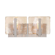 Golden Lighting Aenon 14in 2-Light Vanity Light | Rustic Pewter and Amber Water Glass | Bathroom Vanity & Powder Room | Model 3164-BA2 PW-AWG