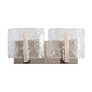 Golden Lighting Aenon 2-Light Vanity Light | Rustic Pewter and Hammered Water Glass | Bathroom Vanity & Powder Room | Model 3164-BA2 PW-HWG