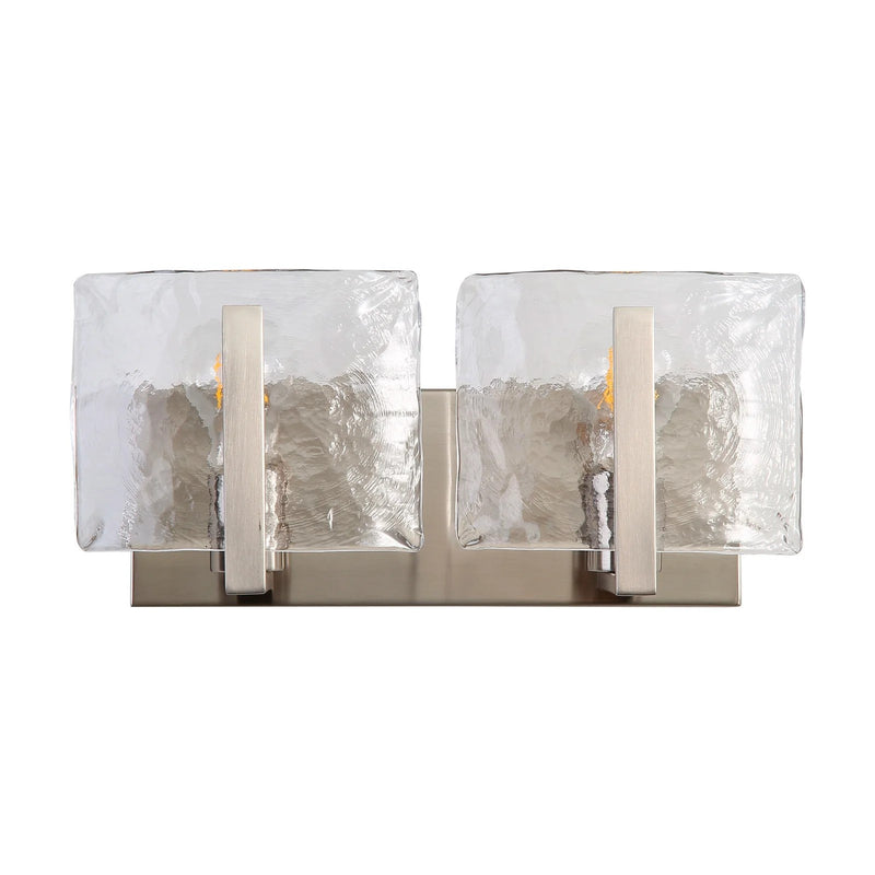 Golden Lighting Aenon 2-Light Vanity Light | Rustic Pewter and Hammered Water Glass | Bathroom Vanity & Powder Room | Model 3164-BA2 PW-HWG