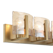 Golden Lighting Aenon 22in 3-Light Vanity Light | Rustic Brushed Champagne Brass and Amber Water Glass | Bathroom | Model 3164-BA3 BCB-AWG