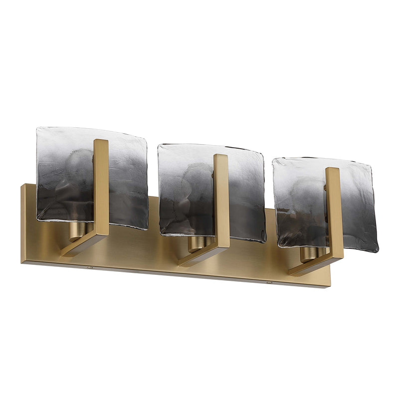 Golden Lighting Aenon 22in 3-Light Vanity Light | Rustic Brushed Champagne Brass and Smoky Water Glass | Bathroom | Model 3164-BA3 BCB-SWG