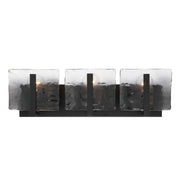 Golden Lighting Aenon 22in 3-Light Vanity Light | Rustic Matte Black and Smoky Water Glass | Bathroom Vanity & Powder Room | Model 3164-BA3 BLK-SWG