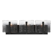Golden Lighting Aenon 22in 3-Light Vanity Light | Rustic Matte Black and Smoky Water Glass | Bathroom Vanity & Powder Room | Model 3164-BA3 BLK-SWG