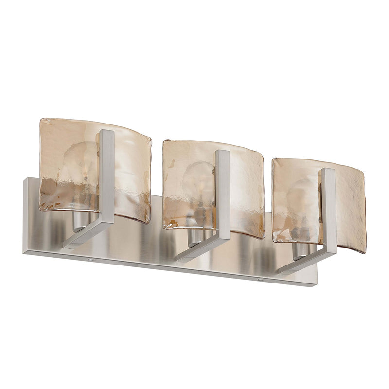 Golden Lighting Aenon 22in 3-Light Vanity Light | Rustic Pewter and Amber Water Glass | Bathroom Vanity & Powder Room | Model 3164-BA3 PW-AWG