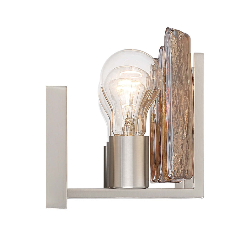 Golden Lighting Aenon 22in 3-Light Vanity Light | Rustic Pewter and Amber Water Glass | Bathroom Vanity & Powder Room | Model 3164-BA3 PW-AWG