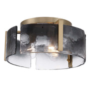 Golden Lighting Aenon 15in 3-Light Flush Mount | Rustic Brushed Champagne Brass and Smoky Water Glass | Hallway & Bathroom | Model 3164-FM BCB-SWG