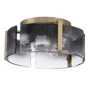 Golden Lighting Aenon 15in 3-Light Flush Mount | Rustic Brushed Champagne Brass and Smoky Water Glass | Hallway & Bathroom | Model 3164-FM BCB-SWG