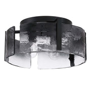 Golden Lighting Aenon 15in 3-Light Flush Mount | Rustic Matte Black and Smoky Water Glass | Hallway & Bathroom | Model 3164-FM BLK-SWG