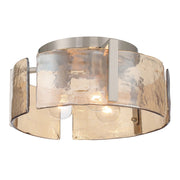 Golden Lighting Aenon 15in 3-Light Flush Mount | Rustic Pewter and Amber Water Glass | Hallway & Bathroom | 15 x 15 x 6.88 in | Model 3164-FM PW-AWG