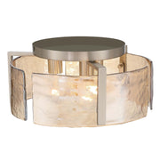 Golden Lighting Aenon 15in 3-Light Flush Mount | Rustic Pewter and Amber Water Glass | Hallway & Bathroom | 15 x 15 x 6.88 in | Model 3164-FM PW-AWG