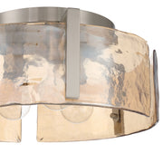 Golden Lighting Aenon 15in 3-Light Flush Mount | Rustic Pewter and Amber Water Glass | Hallway & Bathroom | 15 x 15 x 6.88 in | Model 3164-FM PW-AWG