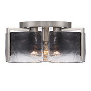 Golden Lighting Aenon 15in 3-Light Flush Mount | Rustic Pewter and Smoky Water Glass | Hallway & Bathroom | 15 x 15 x 6.88 in | Model 3164-FM PW-SWG