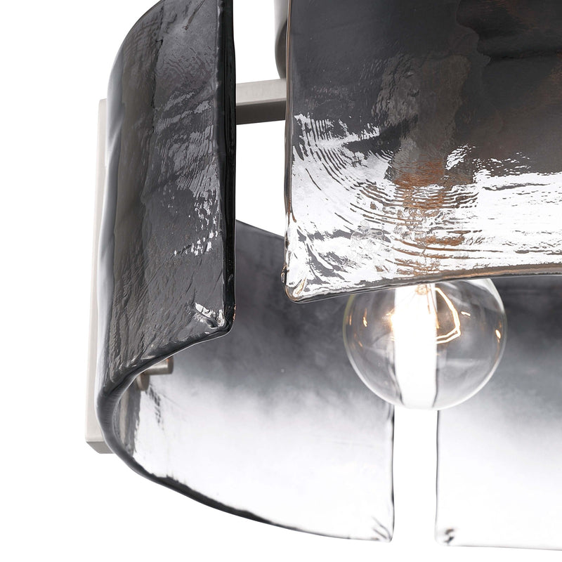 Golden Lighting Aenon 15in 3-Light Flush Mount | Rustic Pewter and Smoky Water Glass | Hallway & Bathroom | 15 x 15 x 6.88 in | Model 3164-FM PW-SWG