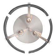 Golden Lighting Aenon 15in 3-Light Flush Mount | Rustic Pewter and Smoky Water Glass | Hallway & Bathroom | 15 x 15 x 6.88 in | Model 3164-FM PW-SWG