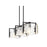 Golden Aenon 3-Light Linear Pendant, Black/Hammered Water Glass
