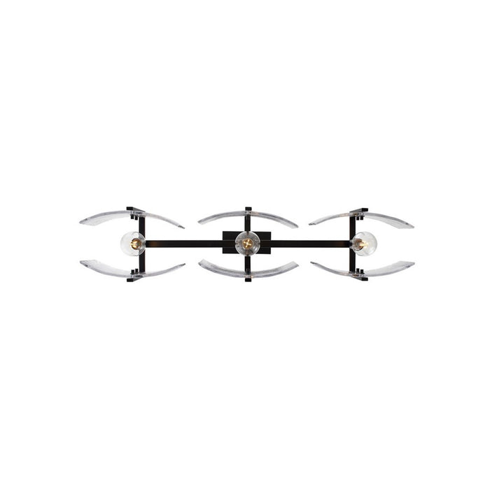 Golden Aenon 3-Light Linear Pendant, Black/Hammered Water Glass