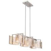 Golden Lighting Aenon 40in 3-Light Island Light | Rustic Pewter and Amber Water Glass | Kitchen Island | 40.5 x 8.88 x 8.13 in | Model 3164-LP PW-AWG