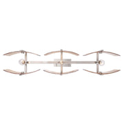 Golden Lighting Aenon 40in 3-Light Island Light | Rustic Pewter and Amber Water Glass | Kitchen Island | 40.5 x 8.88 x 8.13 in | Model 3164-LP PW-AWG