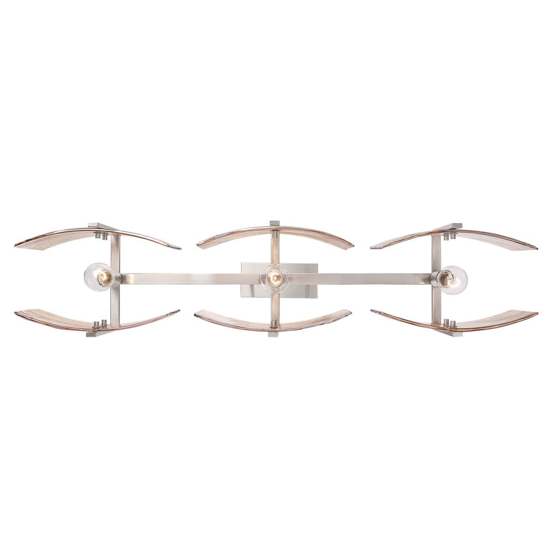 Golden Lighting Aenon 40in 3-Light Island Light | Rustic Pewter and Amber Water Glass | Kitchen Island | 40.5 x 8.88 x 8.13 in | Model 3164-LP PW-AWG