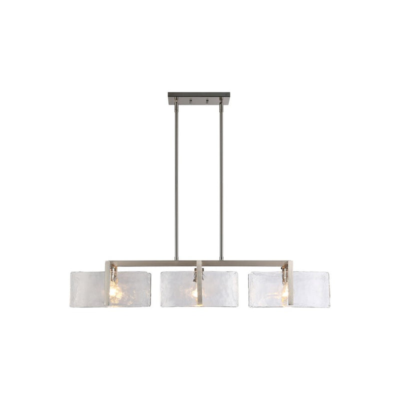 Golden Aenon 3-Light Linear Pendant, Pewter/Hammered Water Glass - 3164-LPPW-HWG