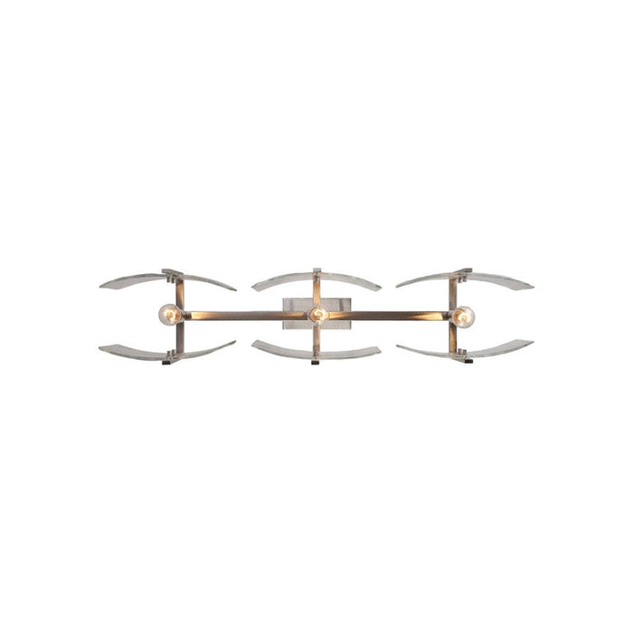 Golden Aenon 3-Light Linear Pendant, Pewter/Hammered Water Glass