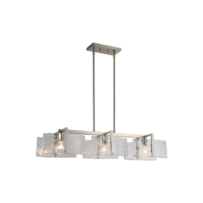 Golden Aenon 3-Light Linear Pendant, Pewter/Hammered Water Glass