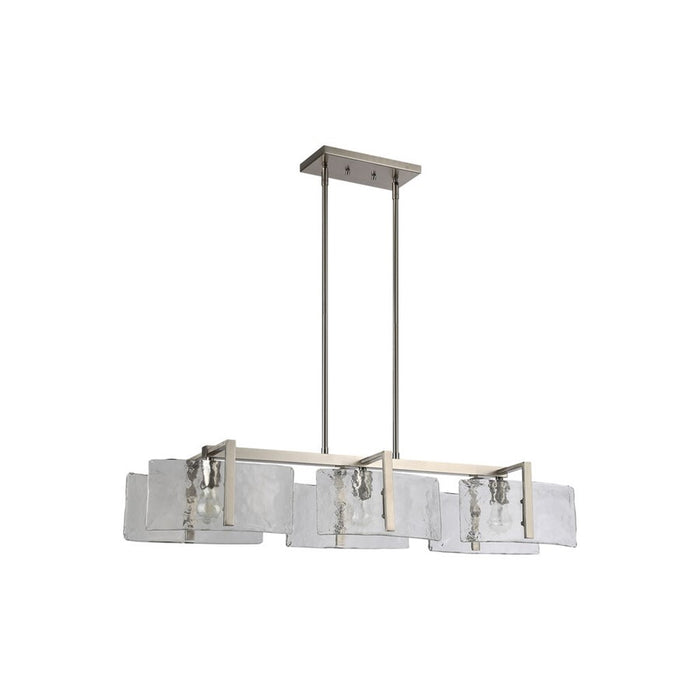 Golden Aenon 3-Light Linear Pendant, Pewter/Hammered Water Glass