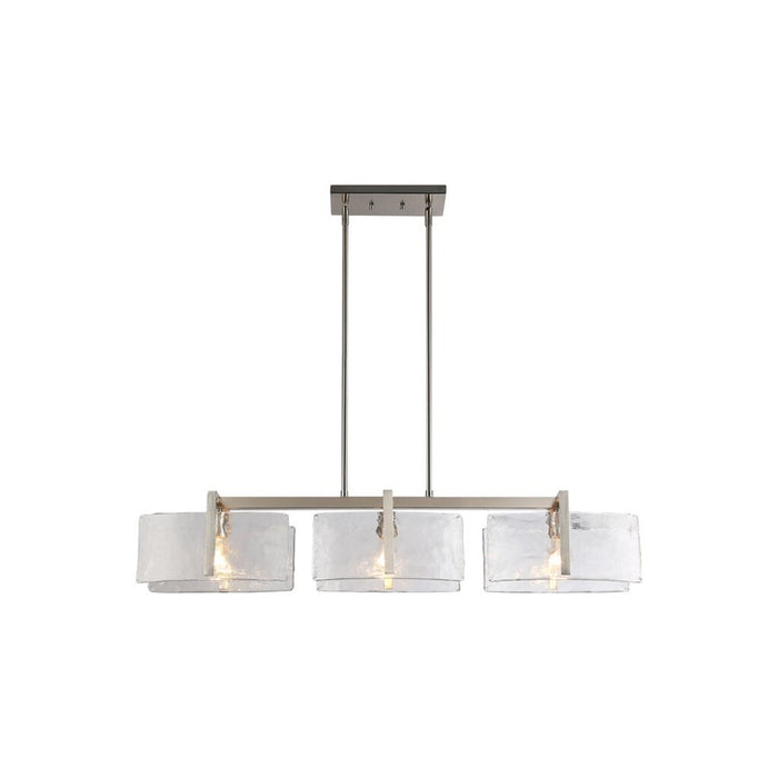 Golden Aenon 3-Light Linear Pendant, Pewter/Hammered Water Glass
