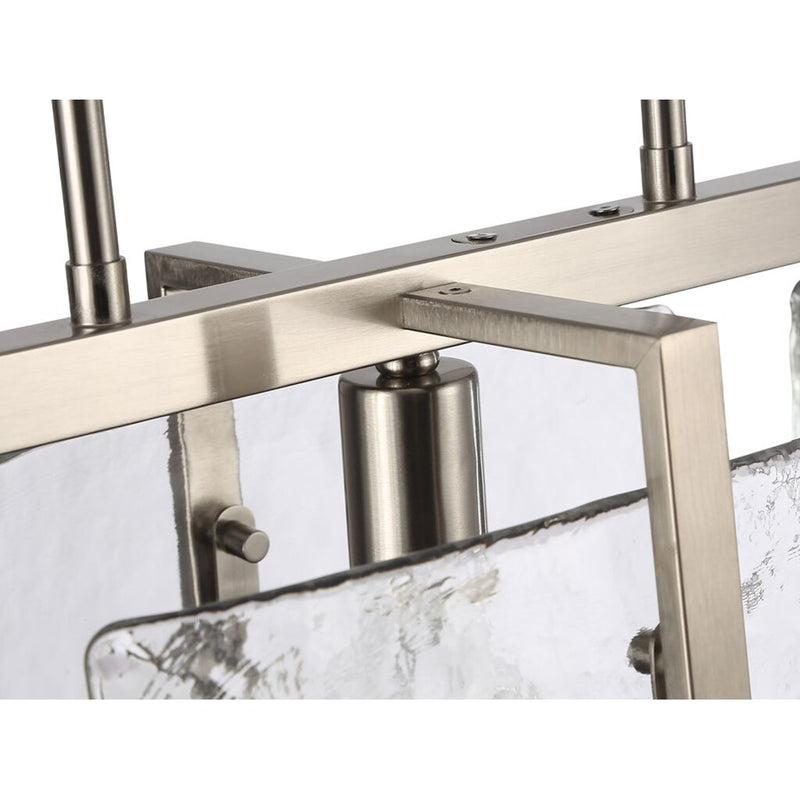 Golden Aenon 3-Light Linear Pendant, Pewter/Hammered Water Glass