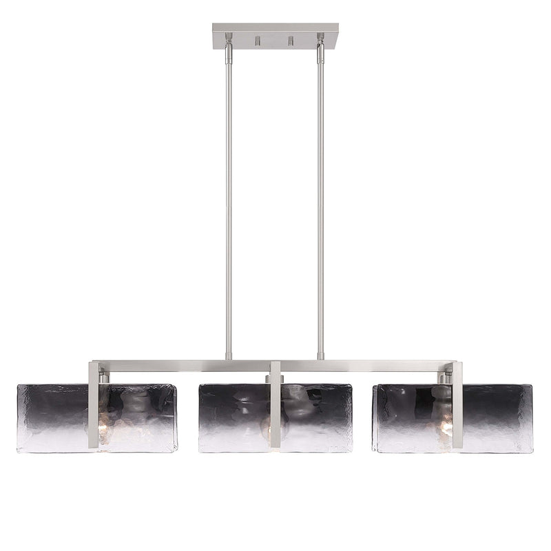 Golden Lighting Aenon 40in 3-Light Island Light | Rustic Pewter and Smoky Water Glass | Kitchen Island | 40.5 x 8.88 x 8.13 in | Model 3164-LP PW-SWG
