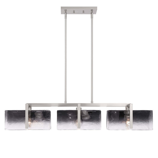 Golden Lighting Aenon 40in 3-Light Island Light | Rustic Pewter and Smoky Water Glass | Kitchen Island | 40.5 x 8.88 x 8.13 in | Model 3164-LP PW-SWG