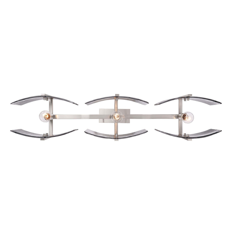 Golden Lighting Aenon 40in 3-Light Island Light | Rustic Pewter and Smoky Water Glass | Kitchen Island | 40.5 x 8.88 x 8.13 in | Model 3164-LP PW-SWG