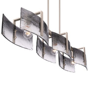 Golden Lighting Aenon 40in 3-Light Island Light | Rustic Pewter and Smoky Water Glass | Kitchen Island | 40.5 x 8.88 x 8.13 in | Model 3164-LP PW-SWG