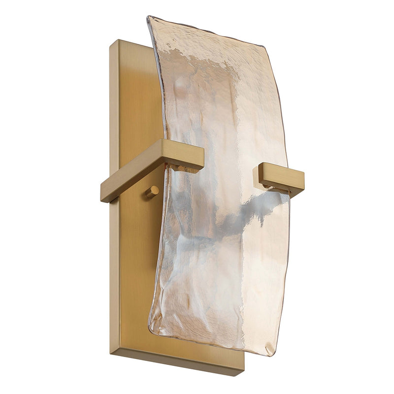 Golden Lighting Aenon 2-Light Wall Sconce | Rustic Brushed Champagne Brass and Amber Water Glass | Hallway & Bathroom | Model 3164-WSC BCB-AWG
