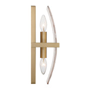 Golden Lighting Aenon 2-Light Wall Sconce | Rustic Brushed Champagne Brass and Amber Water Glass | Hallway & Bathroom | Model 3164-WSC BCB-AWG