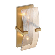 Golden Lighting Aenon 2-Light Wall Sconce | Rustic Brushed Champagne Brass and Amber Water Glass | Hallway & Bathroom | Model 3164-WSC BCB-AWG