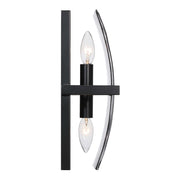 Golden Lighting Aenon 13in 2-Light Wall Sconce | Rustic Lodge Matte Black and Smoky Water Glass | Bathroom & Hallway | Model 3164-WSC BLK-SWG