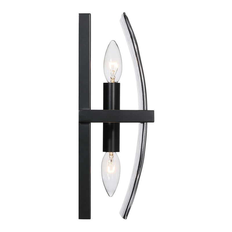 Golden Lighting Aenon 13in 2-Light Wall Sconce | Rustic Lodge Matte Black and Smoky Water Glass | Bathroom & Hallway | Model 3164-WSC BLK-SWG