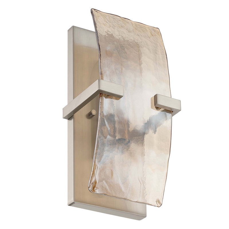 Golden Lighting Aenon 2-Light Wall Sconce | Rustic Pewter and Amber Water Glass | Bathroom & Hallway Accent Light | Model 3164-WSC PW-AWG