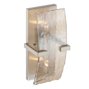 Golden Lighting Aenon 2-Light Wall Sconce | Rustic Pewter and Amber Water Glass | Bathroom & Hallway Accent Light | Model 3164-WSC PW-AWG