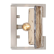 Golden Lighting Aenon 2-Light Wall Sconce | Rustic Pewter and Amber Water Glass | Bathroom & Hallway Accent Light | Model 3164-WSC PW-AWG