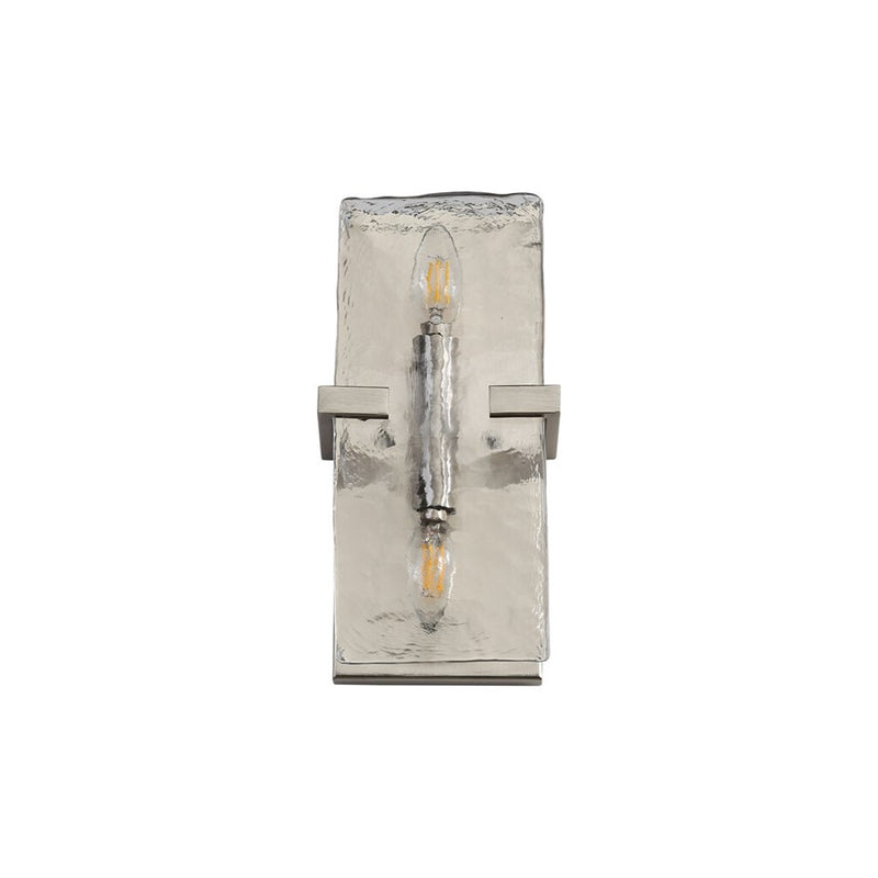 Golden Aenon 2-Light Wall Sconce, Pewter/Hammered Water Glass - 3164-WSCPW-HWG
