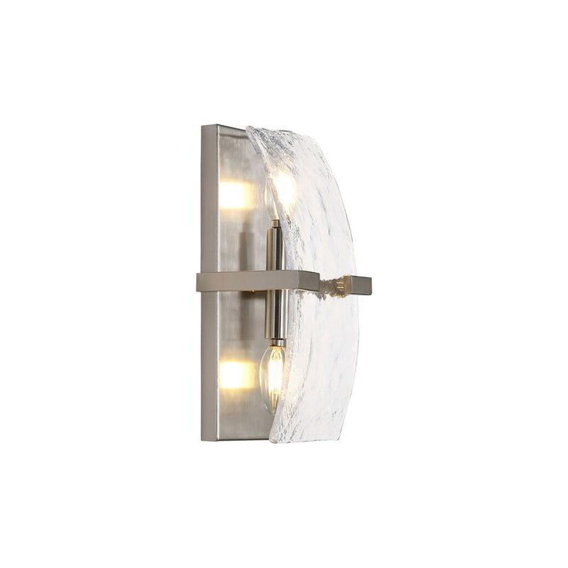 Golden Aenon 2-Light Wall Sconce, Pewter/Hammered Water Glass