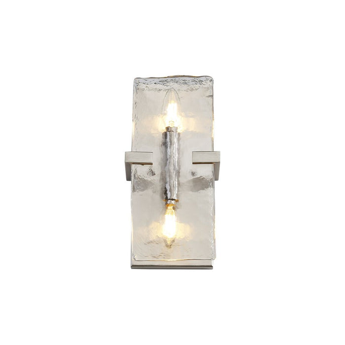 Golden Aenon 2-Light Wall Sconce, Pewter/Hammered Water Glass