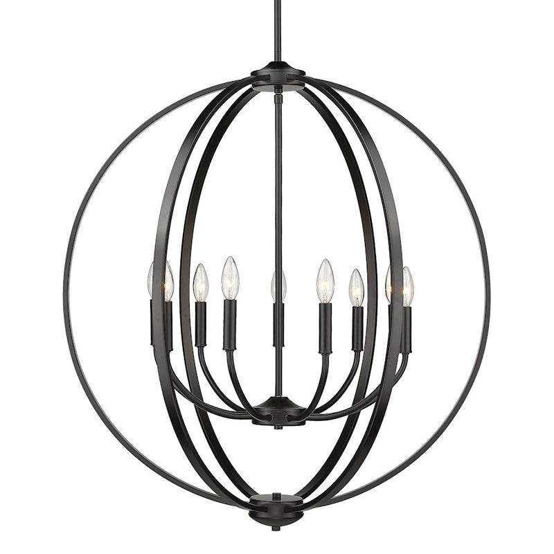 Golden Lighting Colson Blk 9 Light Chandelier, Matte Black