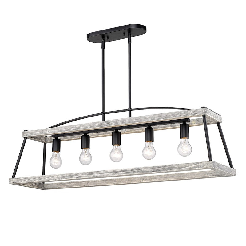 Golden Lighting Teagan 5 Light Linear Pendant, Black