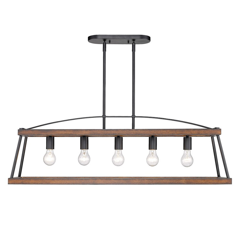 Golden Lighting Teagan 5 Light Linear Pendant, Black